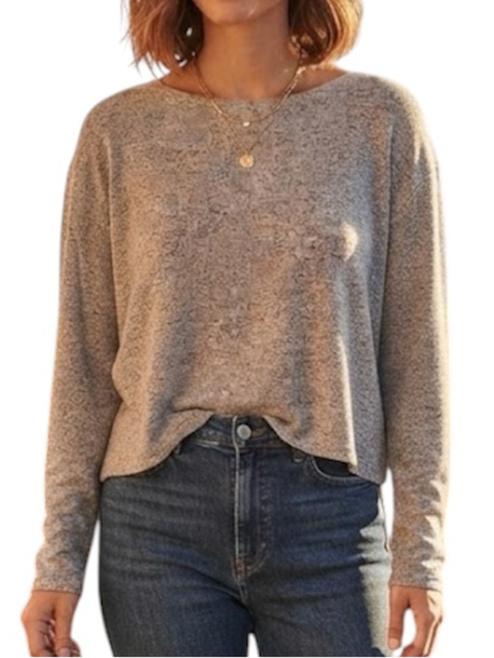 GARAGE Heathered Grey Open Back Long Sleeve Top Indie Sleaze M